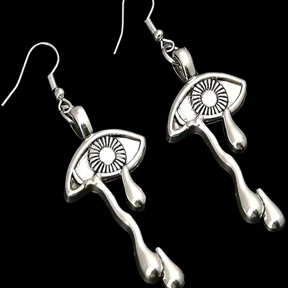 Hot Topic Silver Eye Drip Earrings - Picture 3 of 4